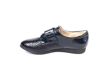 Stylish leather shoe in studio, autumn, spring isolated on white