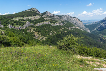 Naklejka premium Amazing Landscape of Balkan Mountains with Vratsata pass, town of Vratsa and Village of Zgorigrad, Bulgaria