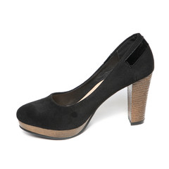 Women's platform black shoes isolated on white background colored
