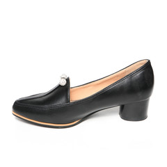 Women's platform black shoes isolated on white background colored