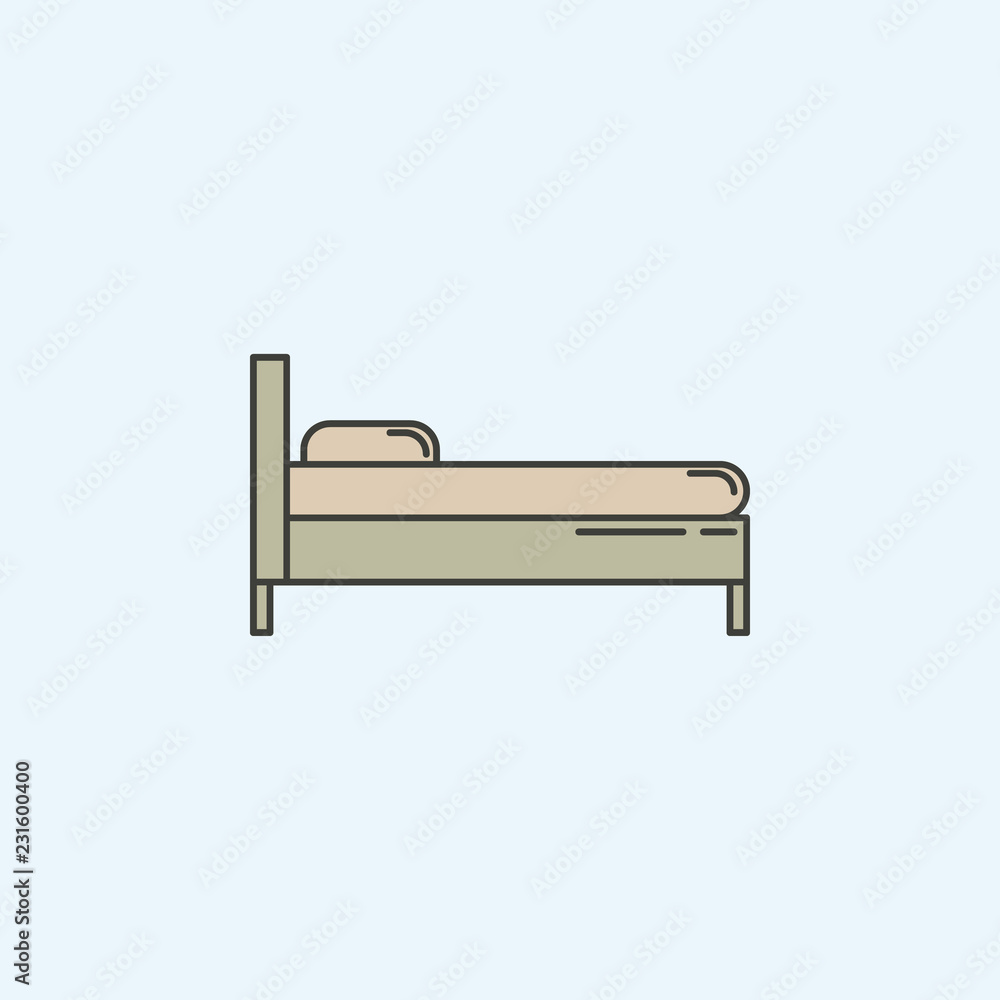 Poster single bed icon. element of house hold icon for mobile concept and web apps. colored single bed icon