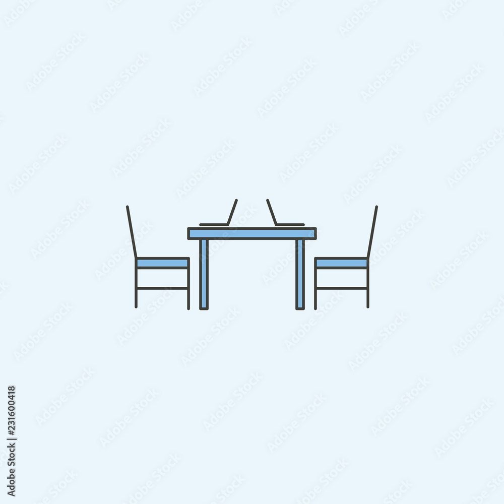 Poster pc table icon. element of house hold icon for mobile concept and web apps. colored pc table icon can