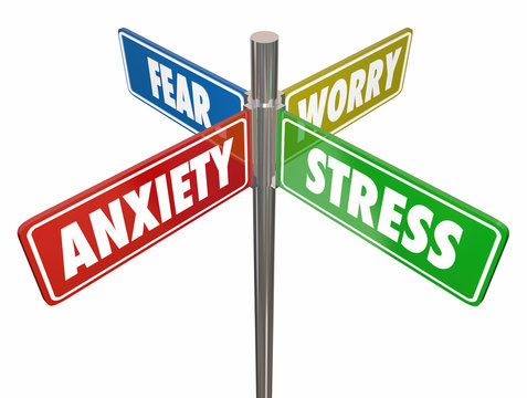 Anxiety Stress Fear Worry Signs Words 3d Illustration