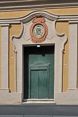 Imola, Italy,  San Giacomo Maggiore church main door along the old Emilia street.
