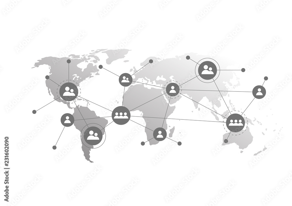 Poster global network connection. world map point and line composition concept of connection technologies f