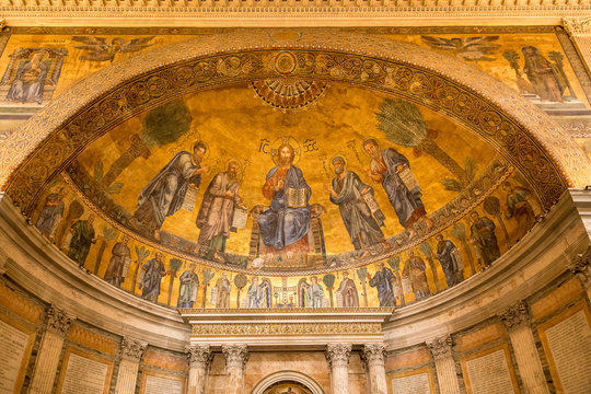 Golden View Of The Basilica Of Saint Paul Outside The Walls