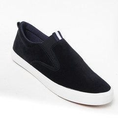 Man demi-season leather shoes on wthite