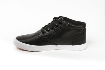 Man demi-season leather shoes on wthite
