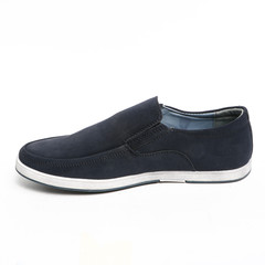 Man demi-season leather shoes on wthite
