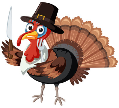 A turkey character on white background