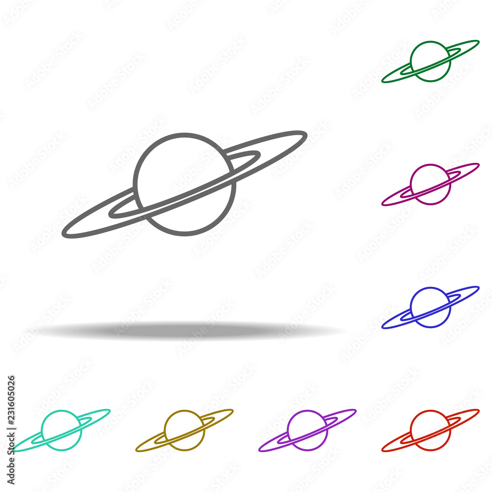 Poster planet saturn icon. elements of cartooning space in multi color style icons. simple icon for website