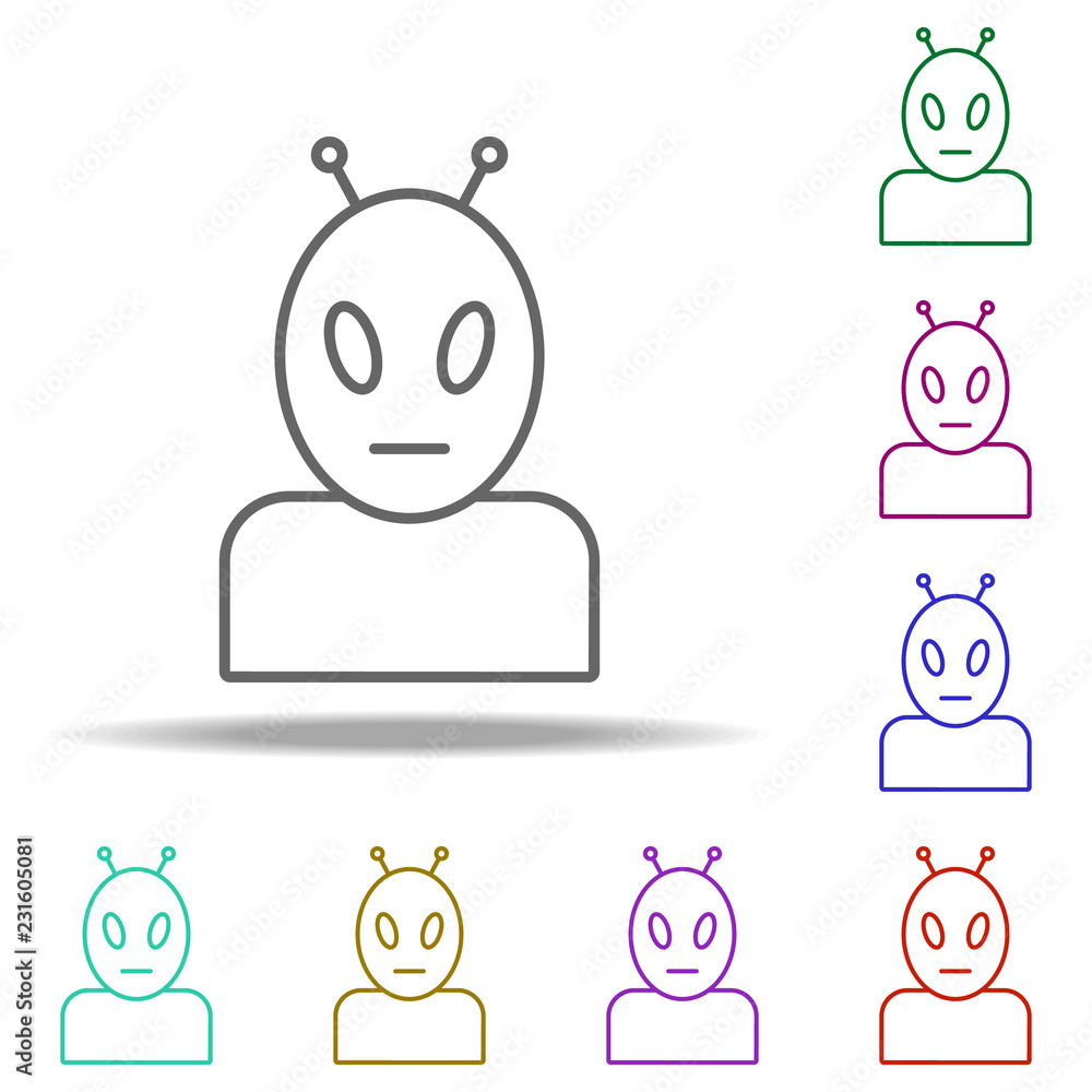 Poster alien icon. elements of cartooning space in multi color style icons. simple icon for websites, web d