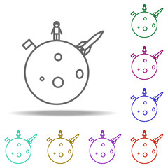 man on the moon icon. Elements of Cartooning space in multi color style icons. Simple icon for websites, web design, mobile app, info graphics
