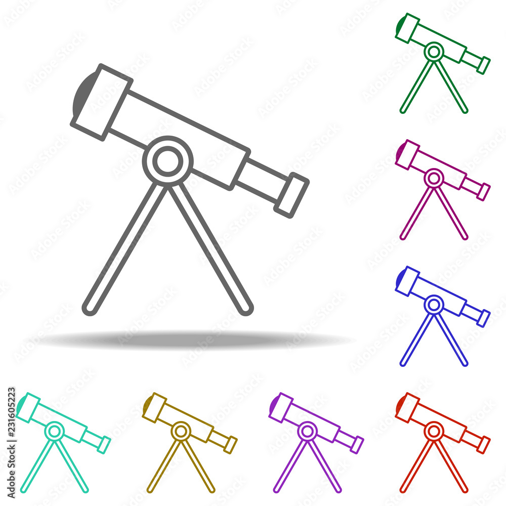 Poster telescope icon. elements of cartooning space in multi color style icons. simple icon for websites, w