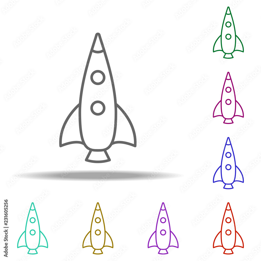 Poster rocket icon. elements of cartooning space in multi color style icons. simple icon for websites, web 