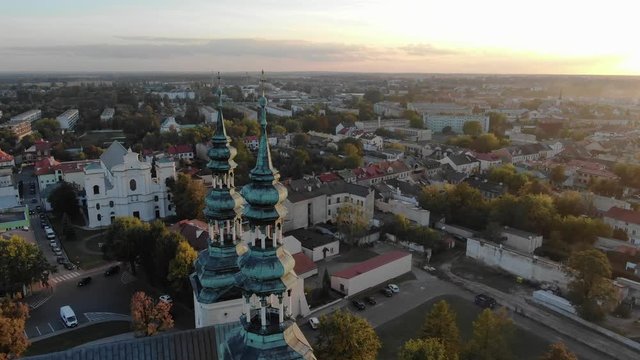 Church In Small City Aerial