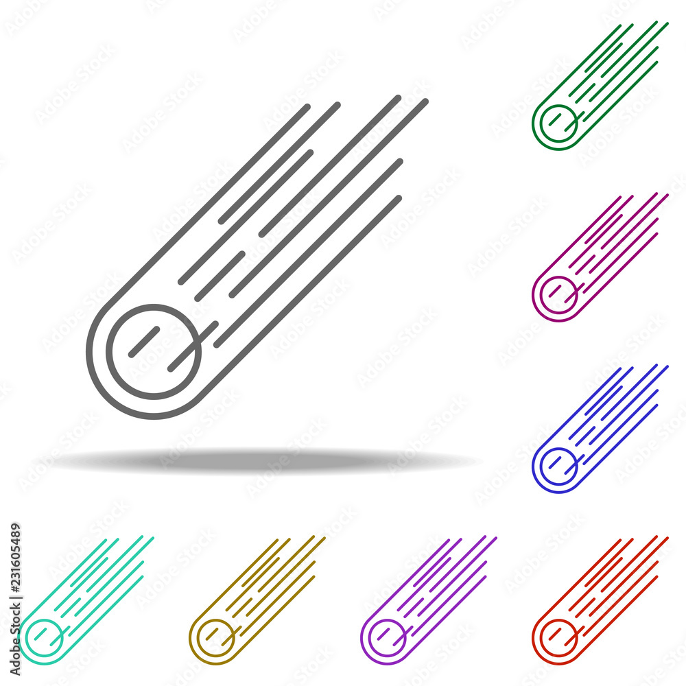 Poster meteorite icon. elements of cartooning space in multi color style icons. simple icon for websites, w