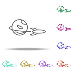 Fototapeta premium rocket and planet icon. Elements of Cartooning space in multi color style icons. Simple icon for websites, web design, mobile app, info graphics