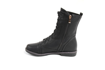 Women's leather demi-season shoes isolated on white background