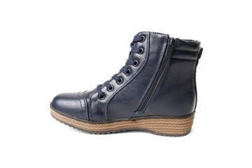 Women's leather demi-season shoes isolated on white background