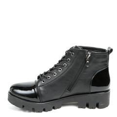 Women's leather demi-season shoes isolated on white background