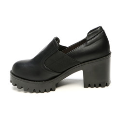 Women's leather demi-season shoes isolated on white background