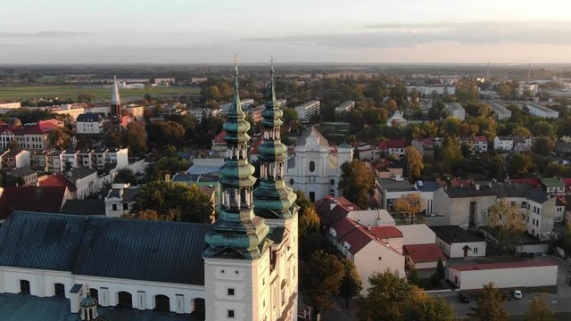 Church In Small City Aerial