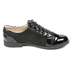 Women's leather demi-season shoes isolated on white background