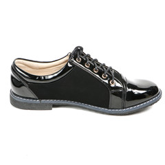 Women's leather demi-season shoes isolated on white background