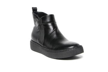 Women's leather demi-season shoes isolated on white background