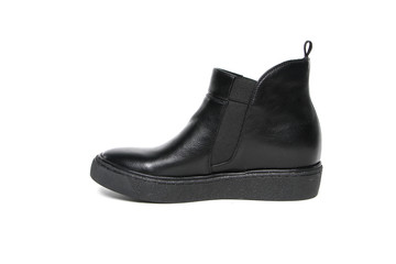 Women's leather demi-season shoes isolated on white background