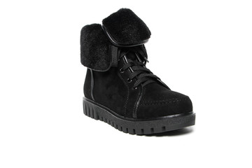 Women's leather demi-season shoes isolated on white background