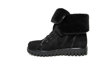 Women's leather demi-season shoes isolated on white background