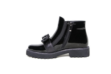 Women's leather demi-season shoes isolated on white background