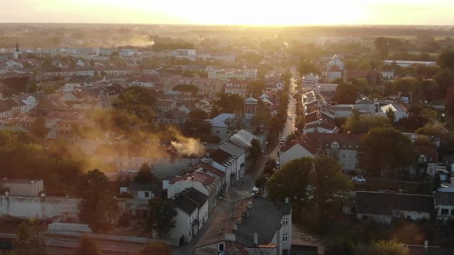 Church In Small City Aerial