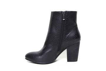 Women's leather demi-season shoes isolated on white background