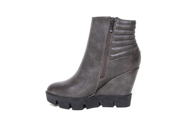 Women's leather demi-season shoes isolated on white background