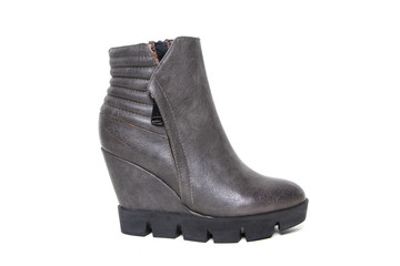 Women's leather demi-season shoes isolated on white background