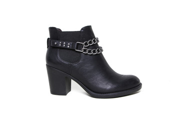 Women's leather demi-season shoes isolated on white background