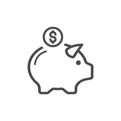 Piggy bank for saving money concept vector illustration in flat linework style 