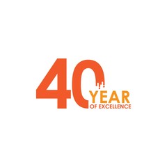 40 Year of Excellence Vector Template Design Illustration