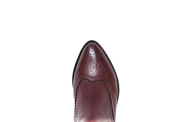 Brown women's leather demi-season shoes isolated on white background