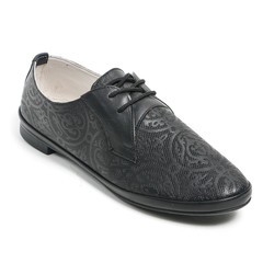 Women's leather demi-season shoes isolated on white background