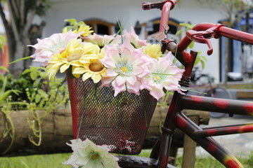 ornate bicycle with flowers