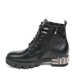 Women's leather platform shoes isolated on white background