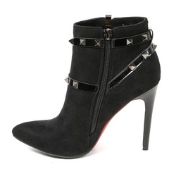 Women's leather platform shoes isolated on white background