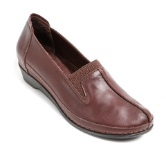 Women's leather platform shoes isolated on white background