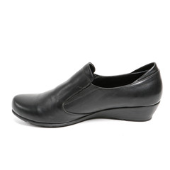 Women's leather platform shoes isolated on white background