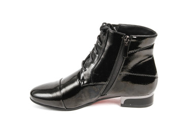 Women's leather platform shoes isolated on white background