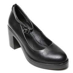 Women's leather platform shoes isolated on white background